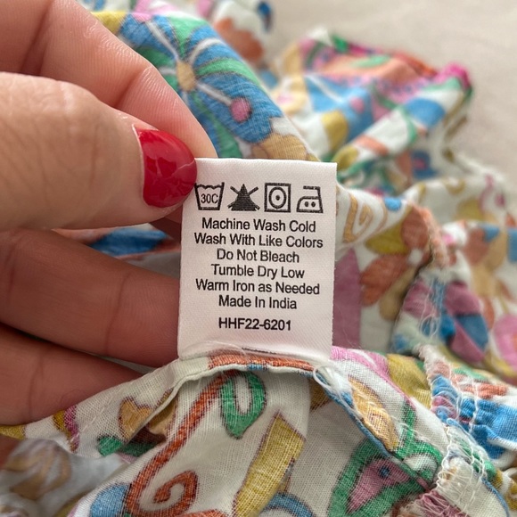 House Of Harlow V-neck Puff Sleeve Smocked Tiered Colorful Ruffle Paisley Floral - Picture 4 of 8